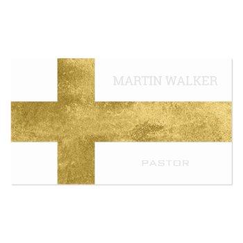Small Large Foil Gold Cross Religious Business Card Front View