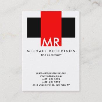 large monogram black white red clean business card