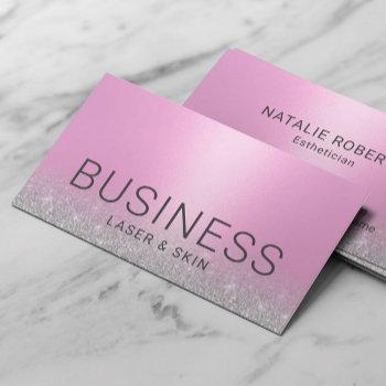 laser & skin beauty salon esthetician pink silver business card
