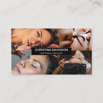 lash and brow specialist custom photo contact business card