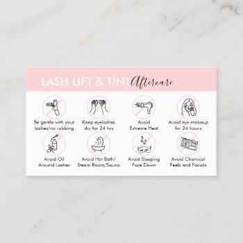 lash lift and tint aftercare post instruction business card