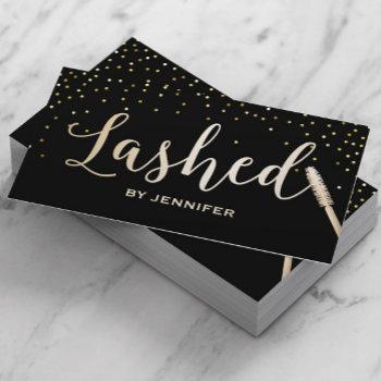 lashed gold script gold confetti eyelash extension business card