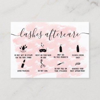 lashes aftercare illustrations pink brushstrokes business card