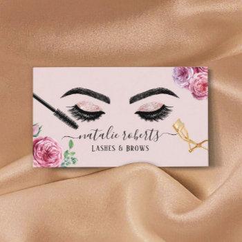 lashes brows makeup artist blush floral eyelash business card