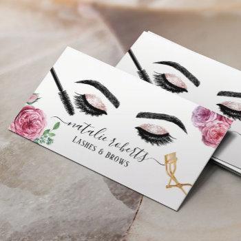 lashes brows makeup artist elegant floral eyelash business card
