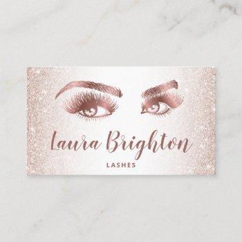 lashes & brows makeup artist rose gold glitter business card