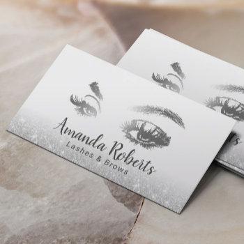 lashes & brows makeup artist silver glitter salon business card