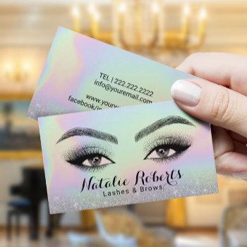lashes & brows microblading holographic beauty  business card