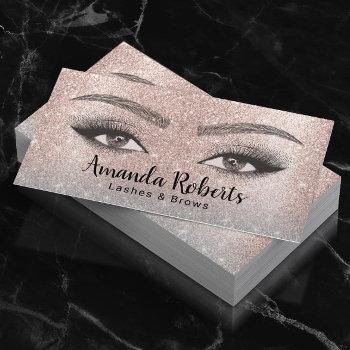 lashes & brows microblading salon blush rose gold business card