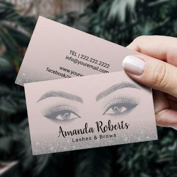 lashes & brows microblading trendy cream & gray business card