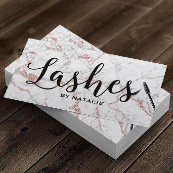 lashes makeup artist rose gold marble typography business card