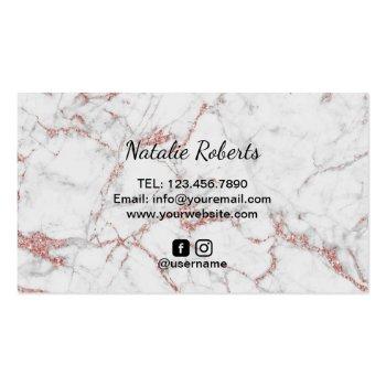 Small Lashes Makeup Artist Rose Gold Marble Typography Business Card Back View