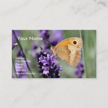 Small Lavender And Butterfly Business Card Front View
