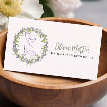 lavender & blush modern birth & postpartum doula  business card