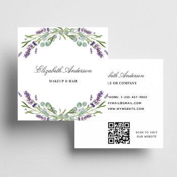 lavender eucalyptus greenery qr code square business card