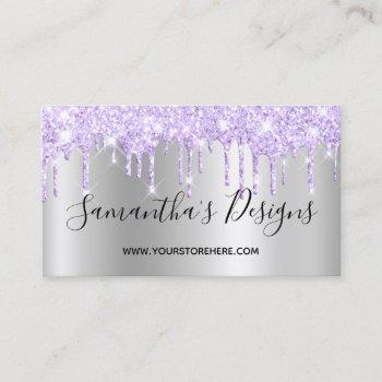 lavender glitter drips silver ombre online store business card