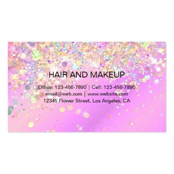 Small Lavender Gold Lip Gloss Makeup Artist Glitter Business Card Back View