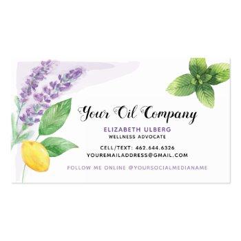 Small Lavender, Lemon, & Peppermint Essential Oils Business Card Front View