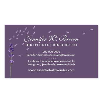 Small Lavender Print Floral Essential Oils Business Card Back View