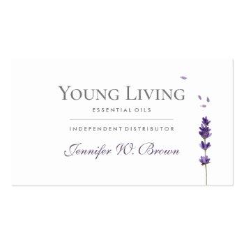 Small Lavender Print Floral Essential Oils Business Card Front View