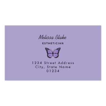 Small Lavender Purple Butterfly Logo Business Card Back View