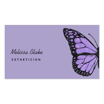 Small Lavender Purple Butterfly Logo Business Card Front View