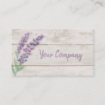 lavender & wood watercolor essential oils business card