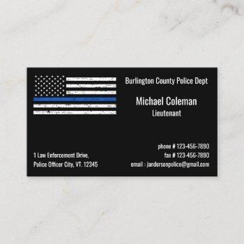 law enforcement thin blue line flag police business card