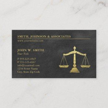 law firm scales of justice gold (effect) lawyers business card
