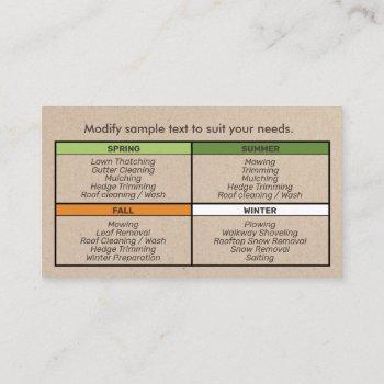 lawn care and all season  landscaping business card