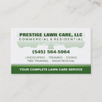 lawn care green & white custom template business card