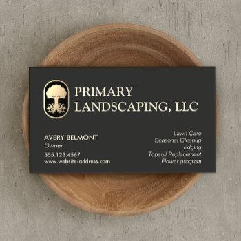 lawn care landscape design tree with roots business card