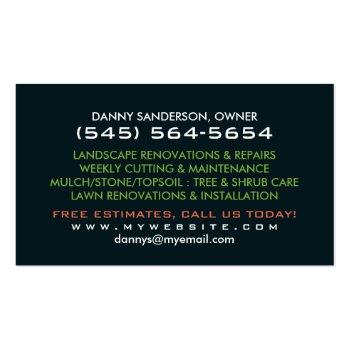 Small Lawn Care & Landscaping Custom Business Card Back View