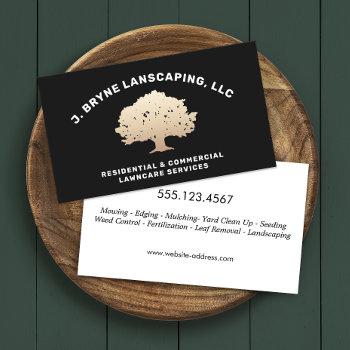 lawn care landscaping gold tree logo business card