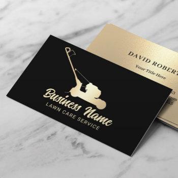 lawn care & landscaping modern black & gold business card