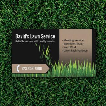 lawn care landscaping mowing black & beige business card