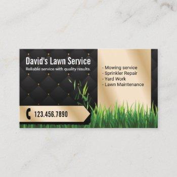 lawn care landscaping mowing black & gold business card