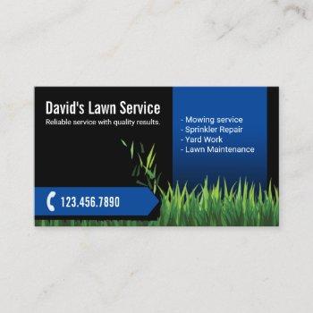 lawn care landscaping mowing black & navy business card
