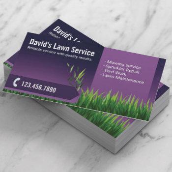 lawn care landscaping mowing elegant purple business card