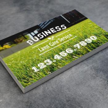 lawn care & landscaping service grass field business card