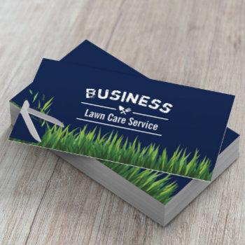 lawn care & landscaping service navy blue business card