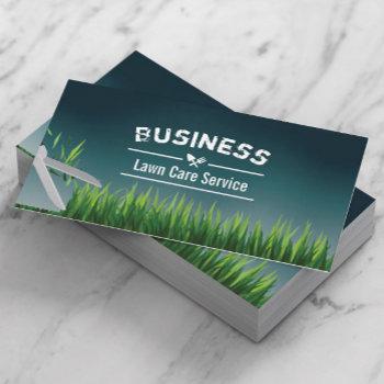 lawn care & landscaping service teal ombre business card