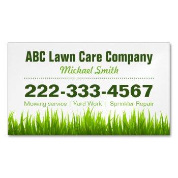 lawn care landscaping services green grass style business card magnet