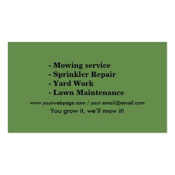 Small Lawn Care Lawn Mower Landscaping Grass Business Card Back View