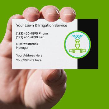lawn sprinklers and irrigation services business card