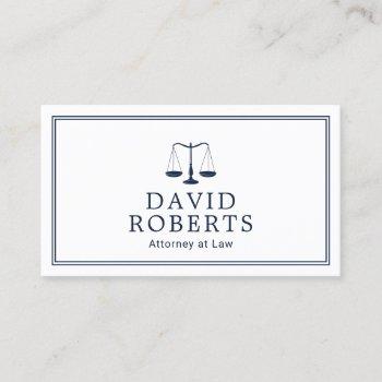 lawyer attorney at law minimalist navy blue business card