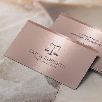 lawyer attorney at law modern rose gold metallic business card