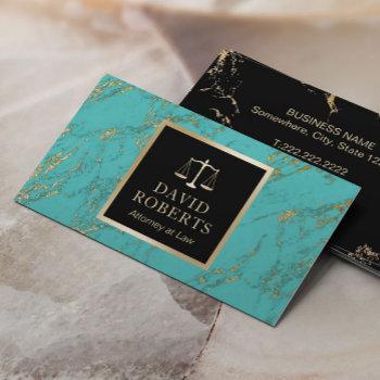 lawyer attorney at law trendy turquoise & gold business card