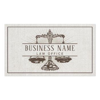 Small Lawyer Attorney At Law Vintage Scale Of Justice Business Card Front View