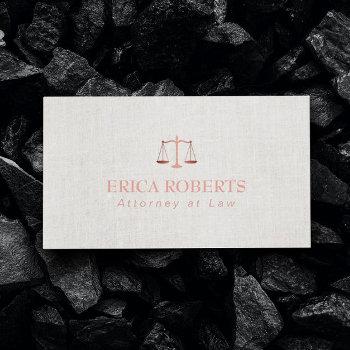 lawyer attorney foil rose gold classy linen business card